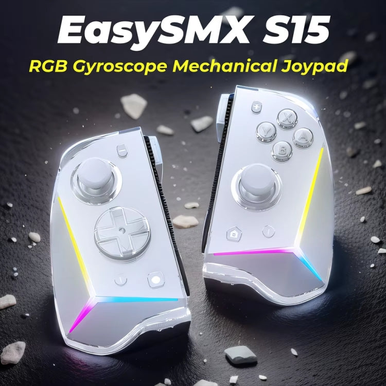 EasySMX S15 For Switch Wireless RGB Controller Split Joypad 6 Axis Gyroscop, Mechanical Hall Effect - White