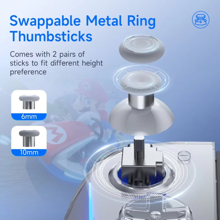 EasySMX S15 For Switch Wireless RGB Controller Split Joypad 6 Axis Gyroscop, Mechanical Hall Effect - White