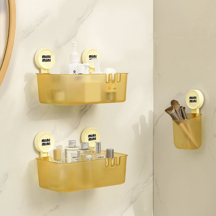 Suction Cup Organizer Home Bathroom Hanging Basket Shelf Wall-mounted Kitchen No-Punch Storage Rack, Spec: Large