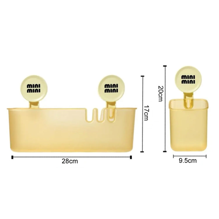Suction Cup Organizer Home Bathroom Hanging Basket Shelf Wall-mounted Kitchen No-Punch Storage Rack, Spec: Small