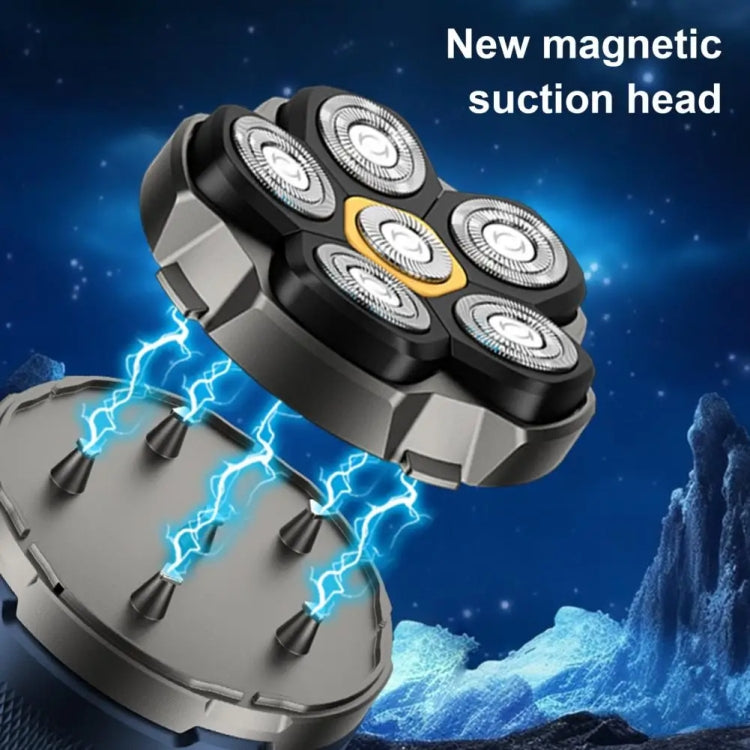 Magnetic Intelligent Six-Blade Washable Electric Shaver - USB
