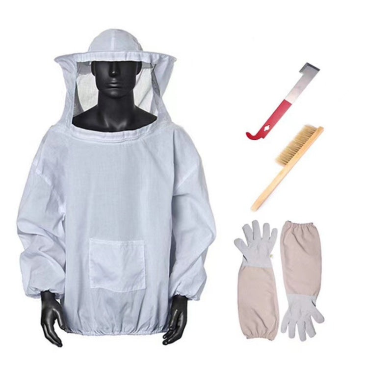 4-in-1 Anti-bee Clothing + Scraper + Bee Brush + Anti-bee Gloves Beekeeping Set - Free Size