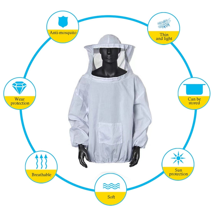 4-in-1 Anti-bee Clothing + Scraper + Bee Brush + Anti-bee Gloves Beekeeping Set - Free Size