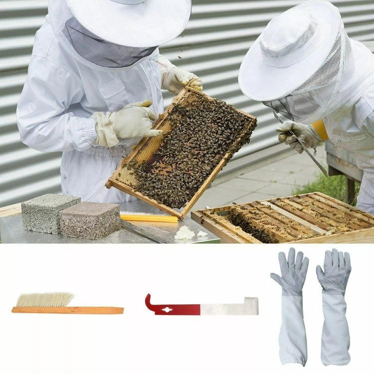 4-in-1 Anti-bee Clothing + Scraper + Bee Brush + Anti-bee Gloves Beekeeping Set - Free Size