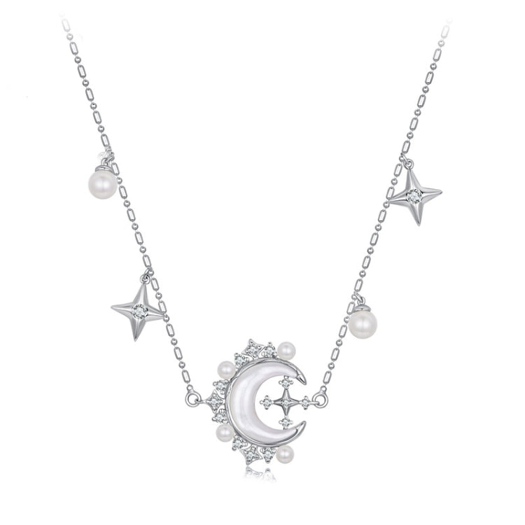 Copper Material Elegant Star Moon Pearl Necklace - YIN115