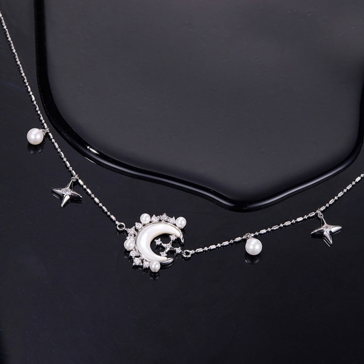 Copper Material Elegant Star Moon Pearl Necklace - YIN115