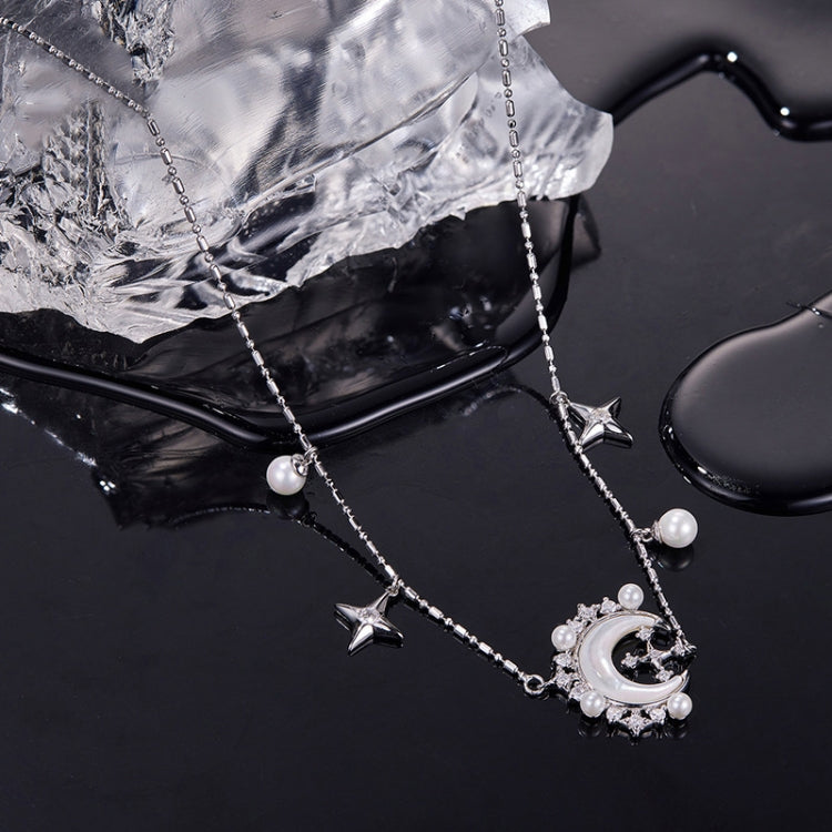 Copper Material Elegant Star Moon Pearl Necklace - YIN115
