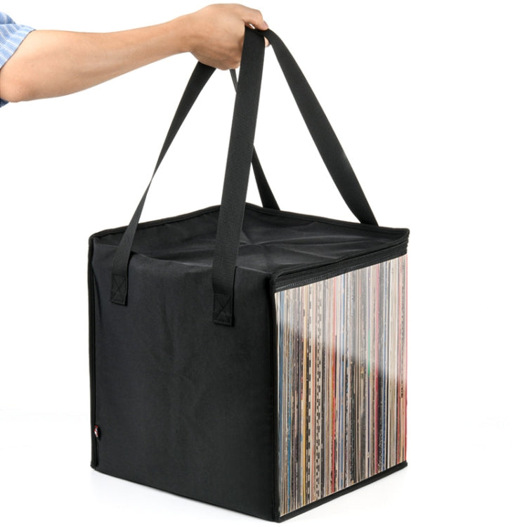 Transparent Vinyl Record Storage Bag Holds up to 50 Vinyl Albums Within 12 Inch - Black