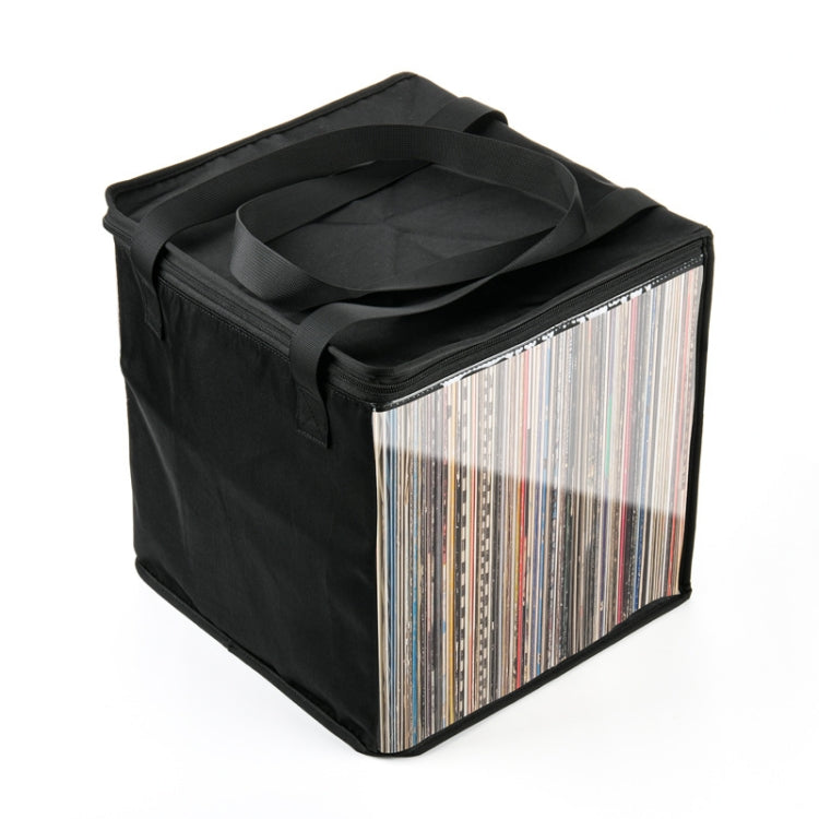 Transparent Vinyl Record Storage Bag Holds up to 50 Vinyl Albums Within 12 Inch - Black