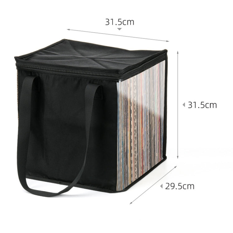 Transparent Vinyl Record Storage Bag Holds up to 50 Vinyl Albums Within 12 Inch - Black