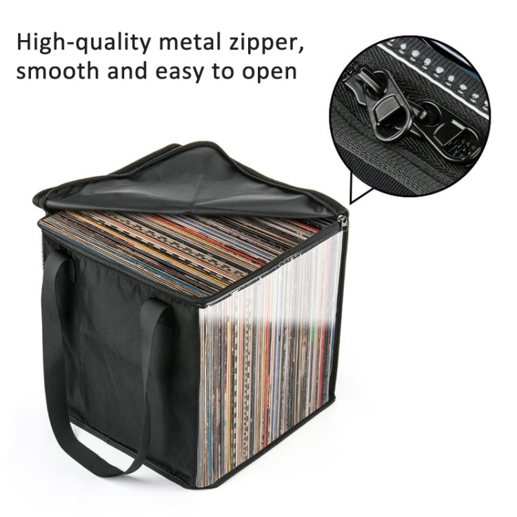 Transparent Vinyl Record Storage Bag Holds up to 50 Vinyl Albums Within 12 Inch - Black
