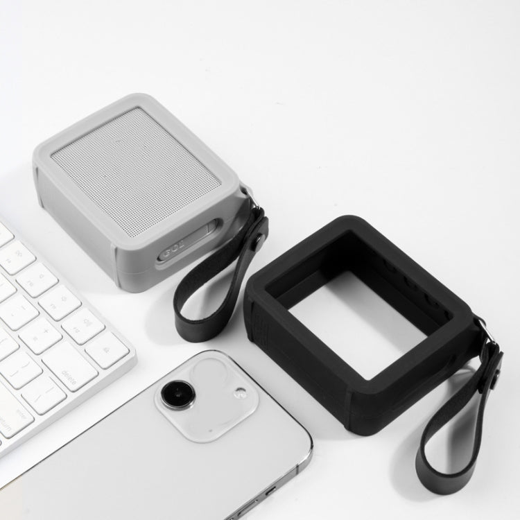 For JBL GO 2 Speaker Silicone Cover with PU Hand Strap Anti-lost Audio Protective Case