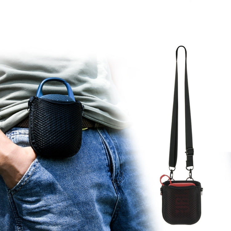 For JBL Go 4 / Go 3 / Clip 5 Speaker Shoulder Bag Mesh Opening Mouth EVA Carrying Case - Black