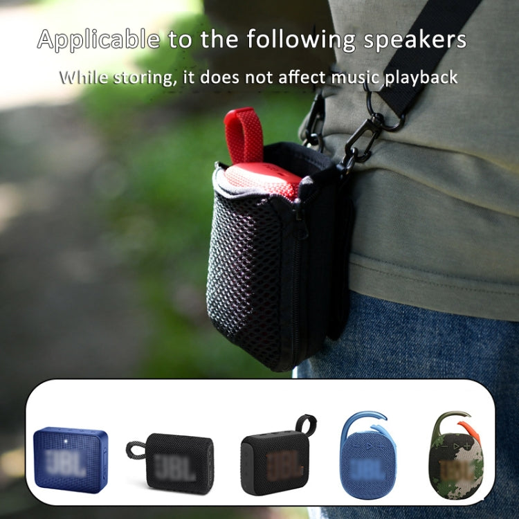 For JBL Go 4 / Go 3 / Clip 5 Speaker Shoulder Bag Mesh Opening Mouth EVA Carrying Case - Black