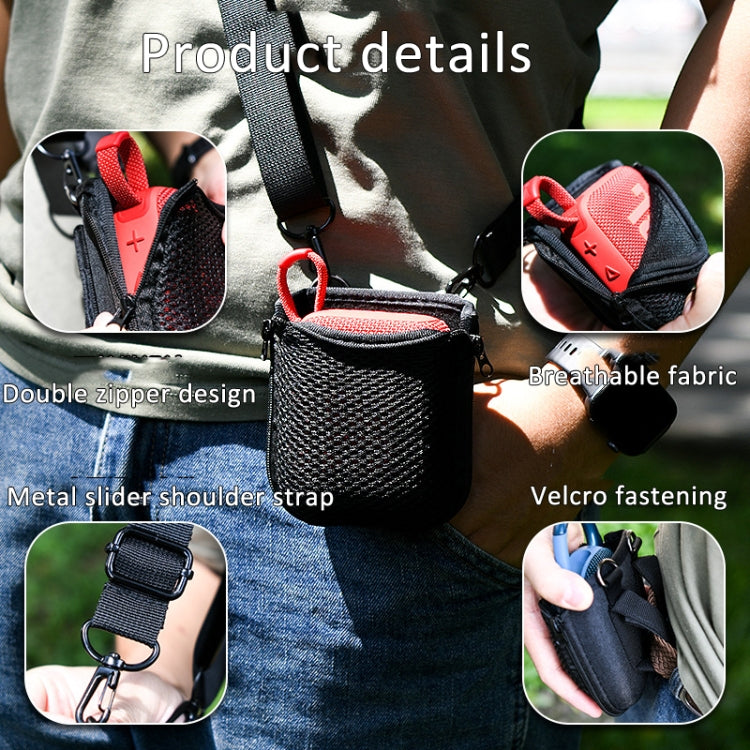 For JBL Go 4 / Go 3 / Clip 5 Speaker Shoulder Bag Mesh Opening Mouth EVA Carrying Case - Black