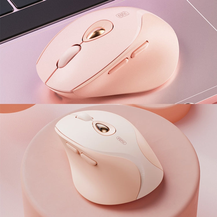 Inphic DR801 2.4G+Bluetooth 5.0/4.0 Wireless Mouse USB Tri-Mode Mute Rechargeable Girls Office Home Gaming Mouse - Pink