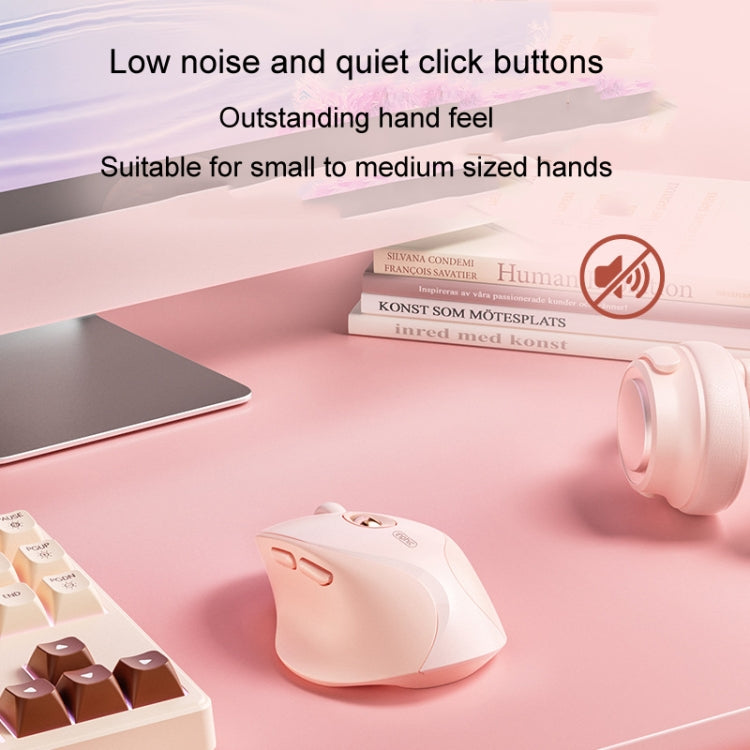 Inphic DR801 2.4G+Bluetooth 5.0/4.0 Wireless Mouse USB Tri-Mode Mute Rechargeable Girls Office Home Gaming Mouse - Pink