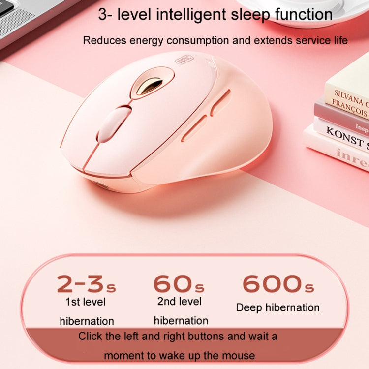Inphic DR801 2.4G+Bluetooth 5.0/4.0 Wireless Mouse USB Tri-Mode Mute Rechargeable Girls Office Home Gaming Mouse - Pink