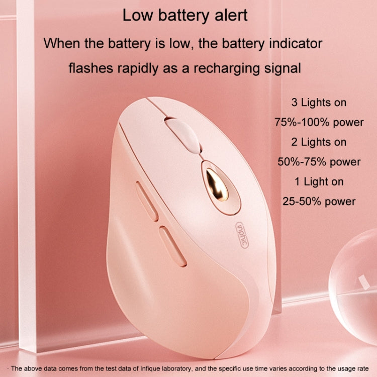 Inphic DR801 2.4G+Bluetooth 5.0/4.0 Wireless Mouse USB Tri-Mode Mute Rechargeable Girls Office Home Gaming Mouse - Pink