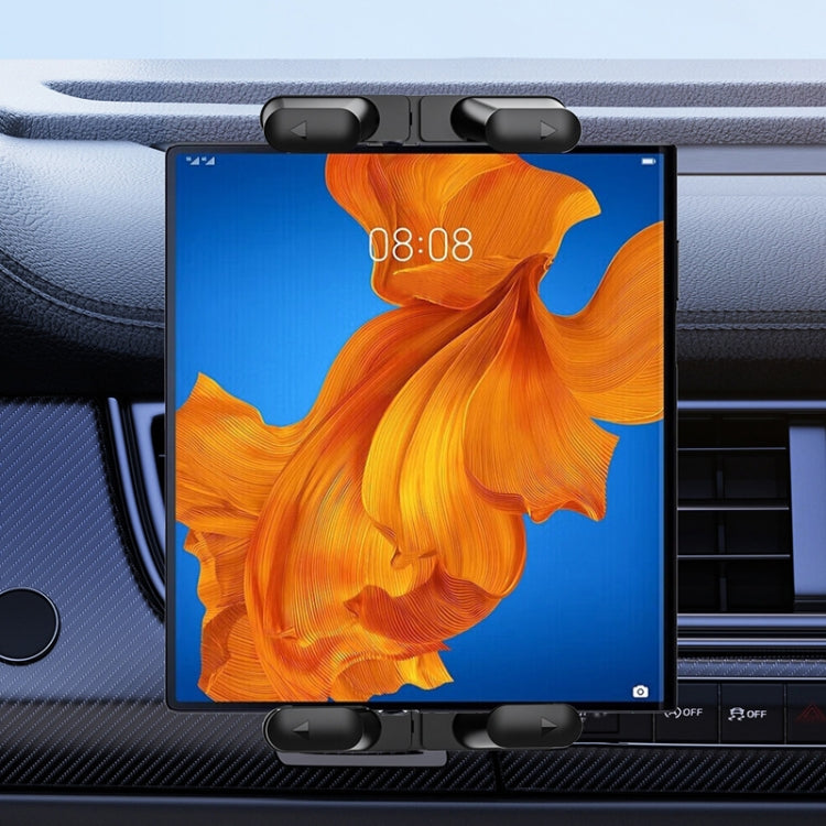 Car Air Conditioner Vent Folding Screen Cell Phone Tablet Universal Bracket - Black