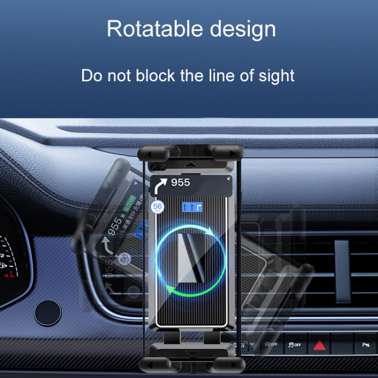 Car Air Conditioner Vent Folding Screen Cell Phone Tablet Universal Bracket - Black