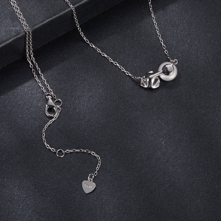 S925 Sterling Silver Platinum-plated Elegant Rose Moissanite Pearl Necklace - MSN040