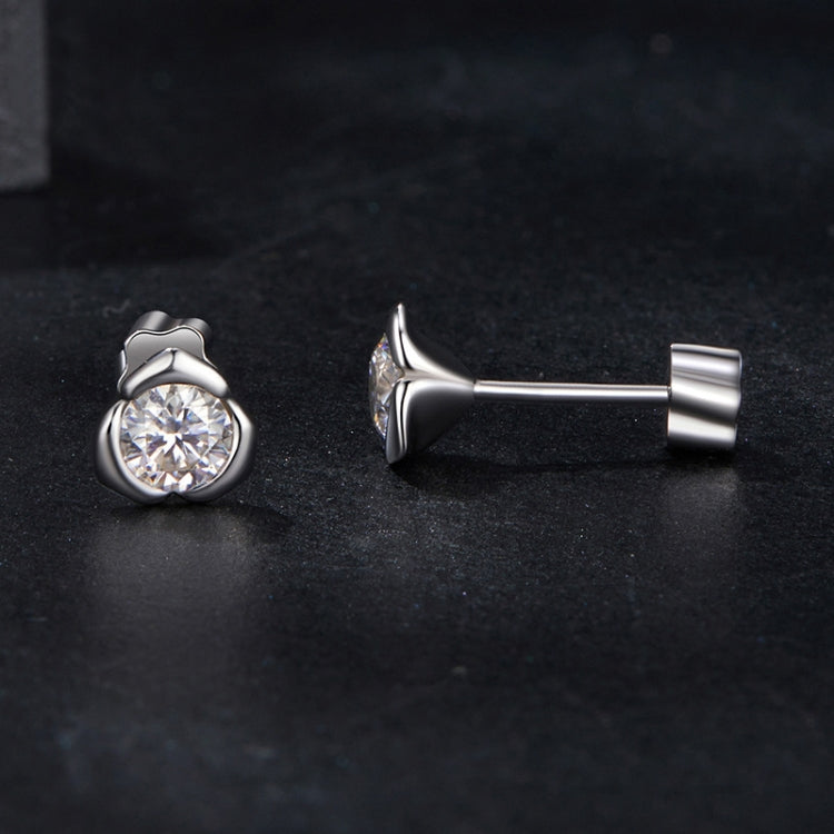 S925 Sterling Silver Platinum-plated Shining Moissanite Rose Earrings - MSE071