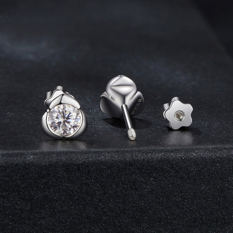 S925 Sterling Silver Platinum-plated Shining Moissanite Rose Earrings - MSE071