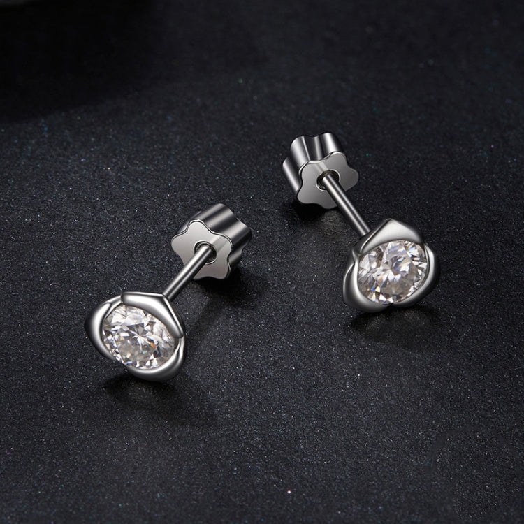 S925 Sterling Silver Platinum-plated Shining Moissanite Rose Earrings - MSE071