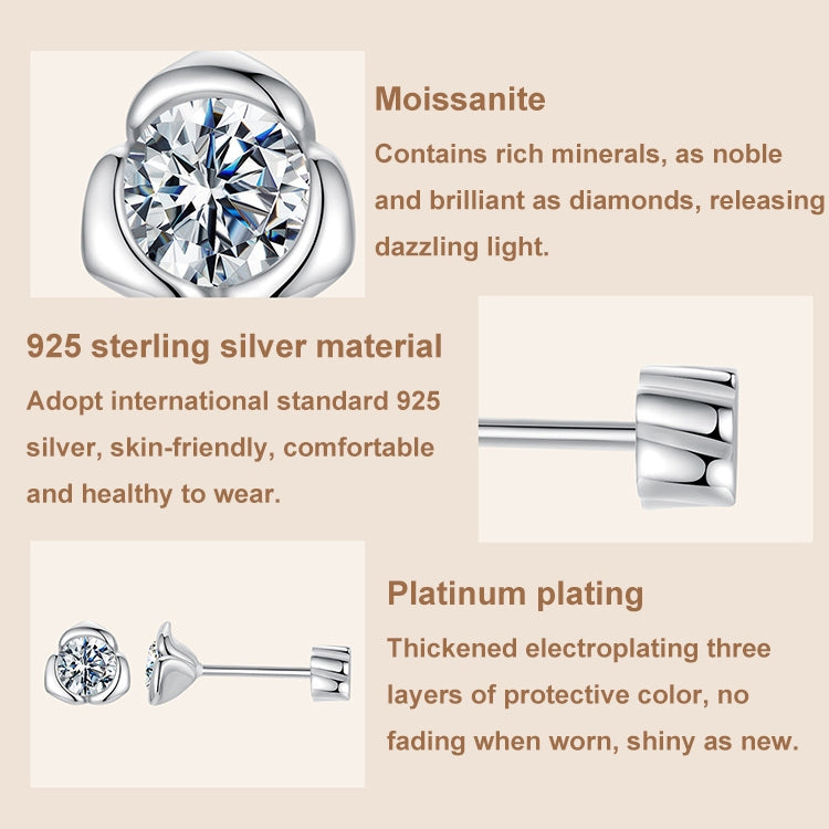 S925 Sterling Silver Platinum-plated Shining Moissanite Rose Earrings - MSE071
