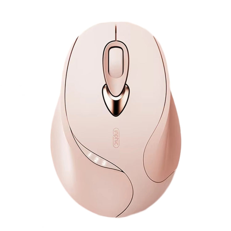 Inphic M8P 2.4G Wireless Mouse USB Mute Charging Girls Office Portable Ergonomic Mouse With Power Display - Milk Tea Color