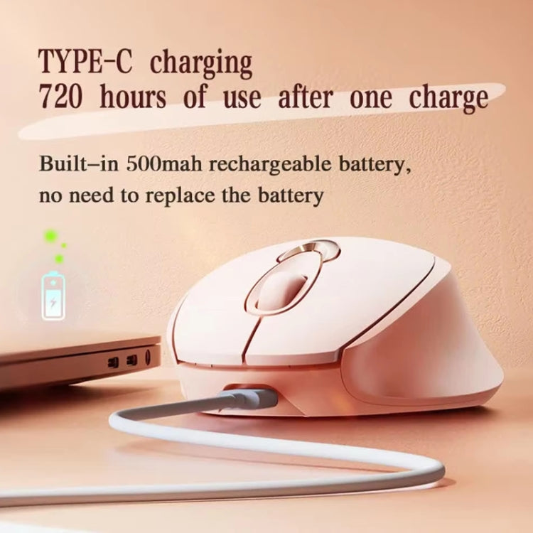 Inphic M8P 2.4G Wireless Mouse USB Mute Charging Girls Office Portable Ergonomic Mouse With Power Display - Milk Tea Color