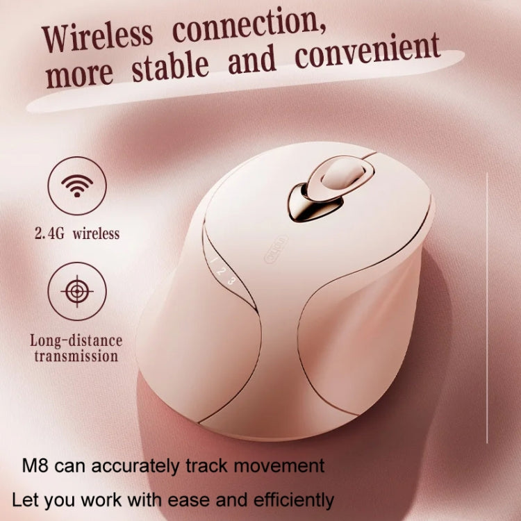 Inphic M8P 2.4G Wireless Mouse USB Mute Charging Girls Office Portable Ergonomic Mouse With Power Display - Milk Tea Color