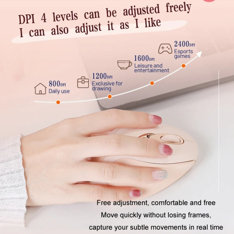 Inphic M8P 2.4G Wireless Mouse USB Mute Charging Girls Office Portable Ergonomic Mouse With Power Display - Milk Tea Color
