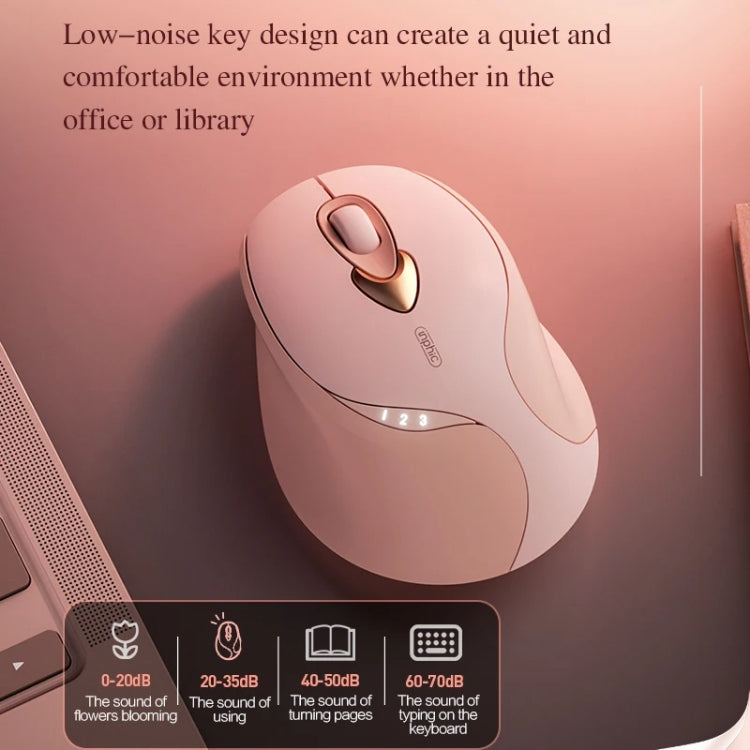 Inphic M8P 2.4G Wireless Mouse USB Mute Charging Girls Office Portable Ergonomic Mouse With Power Display - Milk Tea Color