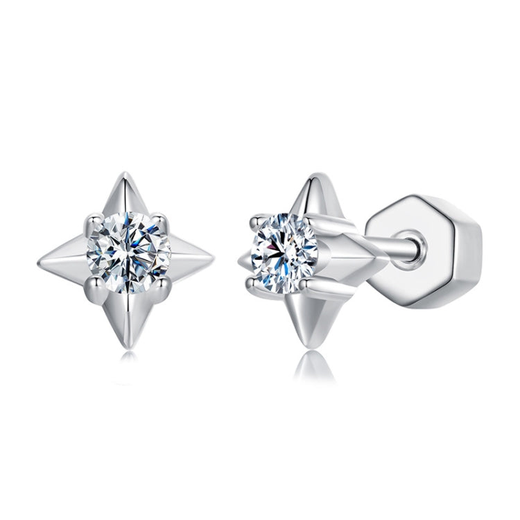 S925 Sterling Silver Platinum-plated Star Shining Moissanite Threaded Earrings - MSE067