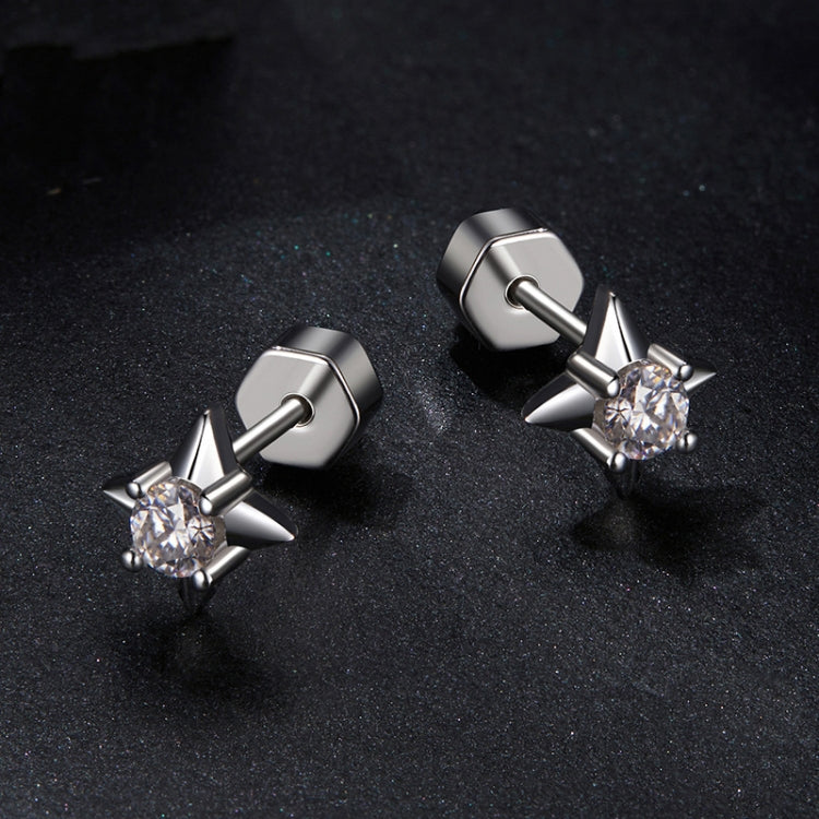 S925 Sterling Silver Platinum-plated Star Shining Moissanite Threaded Earrings - MSE067