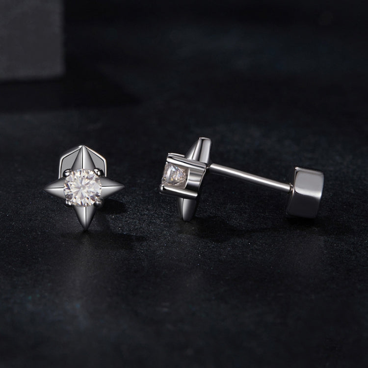 S925 Sterling Silver Platinum-plated Star Shining Moissanite Threaded Earrings - MSE067