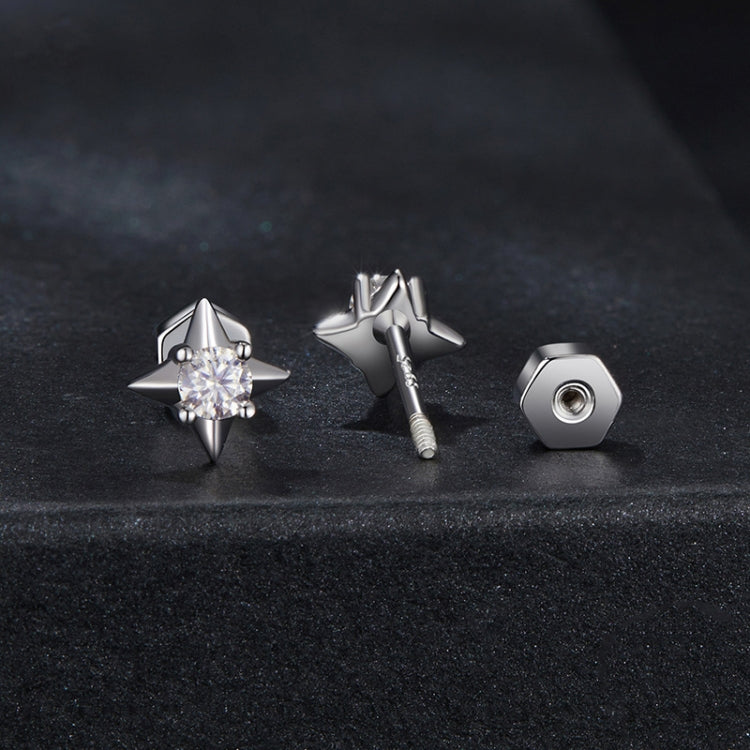 S925 Sterling Silver Platinum-plated Star Shining Moissanite Threaded Earrings - MSE067