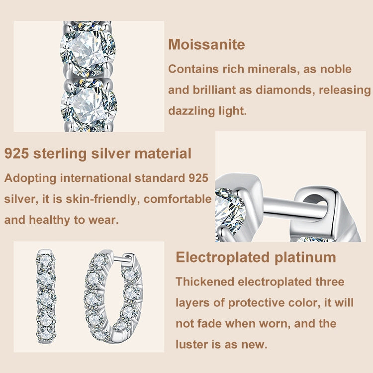 S925 Sterling Silver Platinum-plated Shining Moissanite Earrings - MSE069