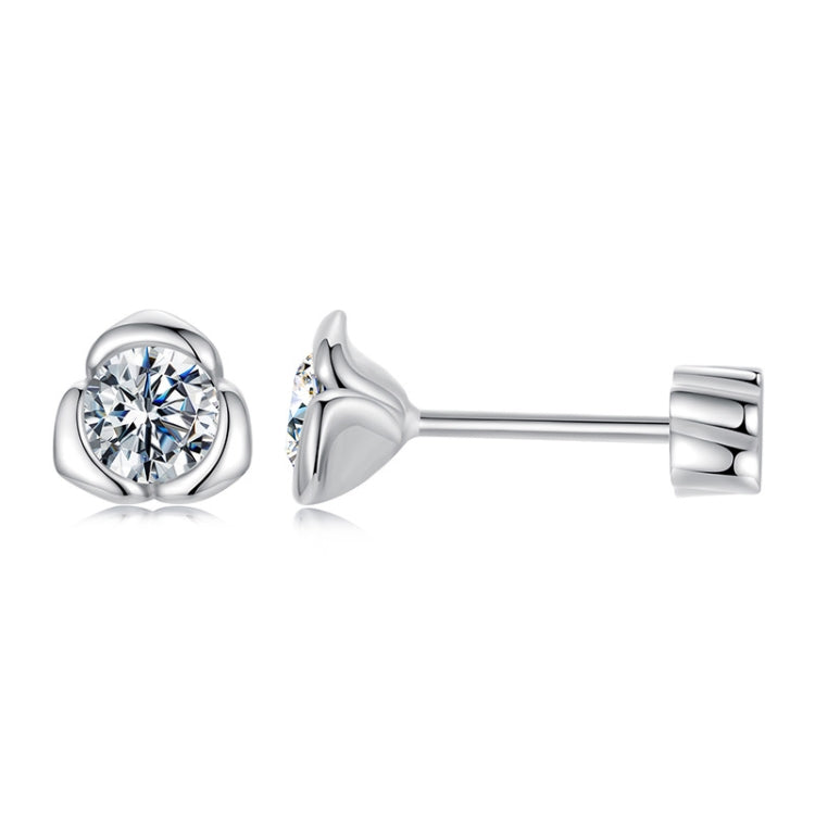 S925 Sterling Silver Platinum-plated Moissanite Rose Earrings Necklace Set - Set