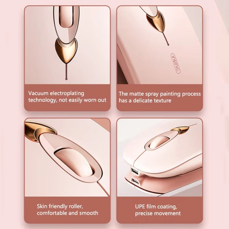 Inphic Q8 Gen 2 Bluetooth Mouse Wireless Silent Charging Office Business Girls Laptop Mouse - Milk Tea Color