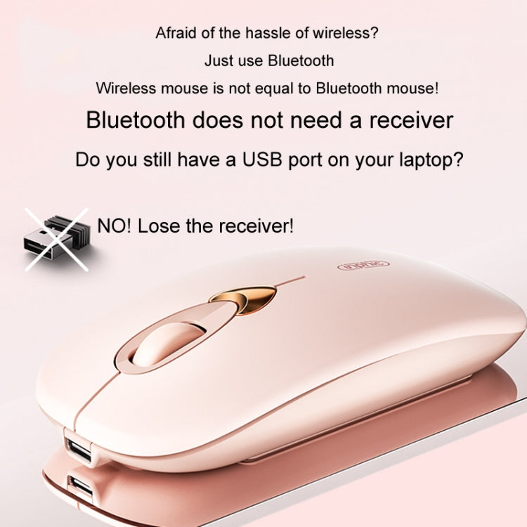 Inphic Q8 Gen 2 Bluetooth Mouse Wireless Silent Charging Office Business Girls Laptop Mouse - Milk Tea Color