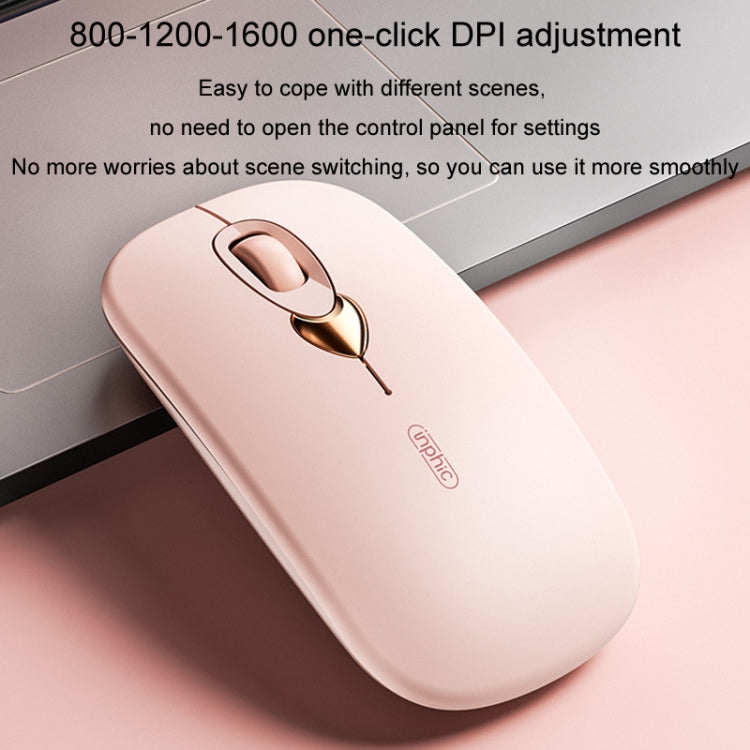 Inphic Q8 Gen 2 Bluetooth Mouse Wireless Silent Charging Office Business Girls Laptop Mouse - Milk Tea Color