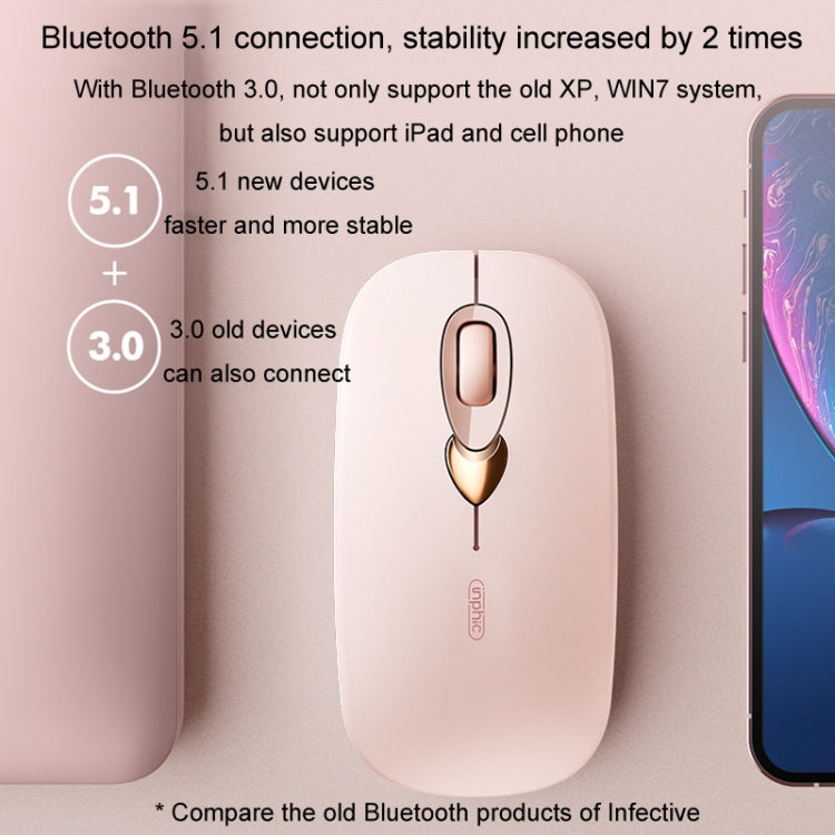 Inphic Q8 Gen 2 Bluetooth Mouse Wireless Silent Charging Office Business Girls Laptop Mouse - Milk Tea Color