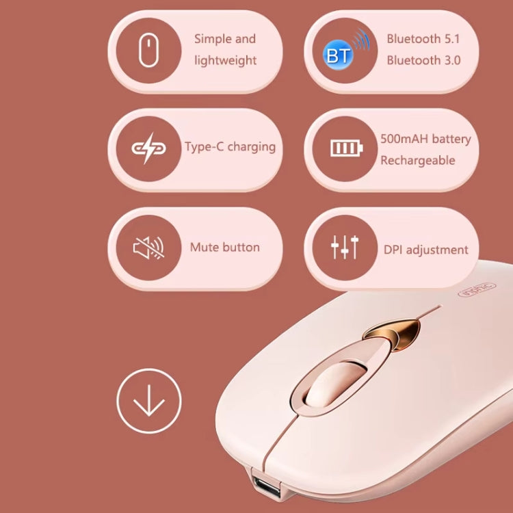 Inphic Q8 Gen 2 Bluetooth Mouse Wireless Silent Charging Office Business Girls Laptop Mouse - Milk Tea Color