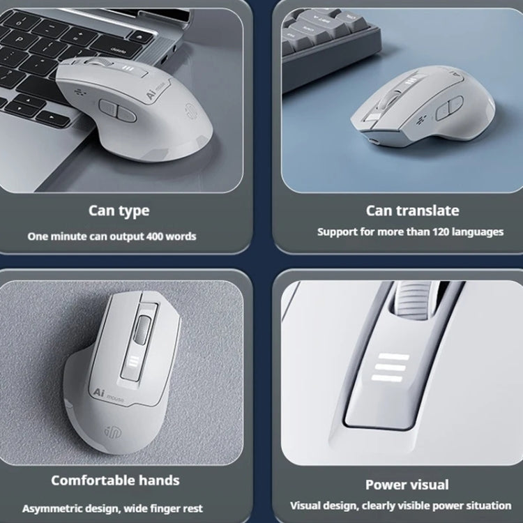 Inphic S6 Voice Mouse Wireless Bluetooth Dual-mode Charging Silent Smart Voice Controlled Typing AI Office Home Mouse - Gray