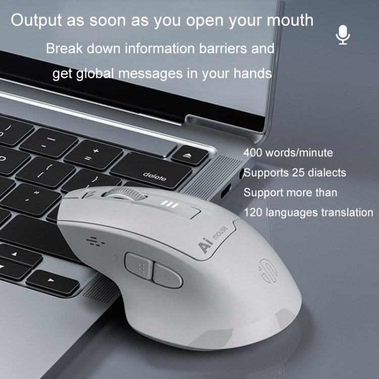 Inphic S6 Voice Mouse Wireless Bluetooth Dual-mode Charging Silent Smart Voice Controlled Typing AI Office Home Mouse - Gray