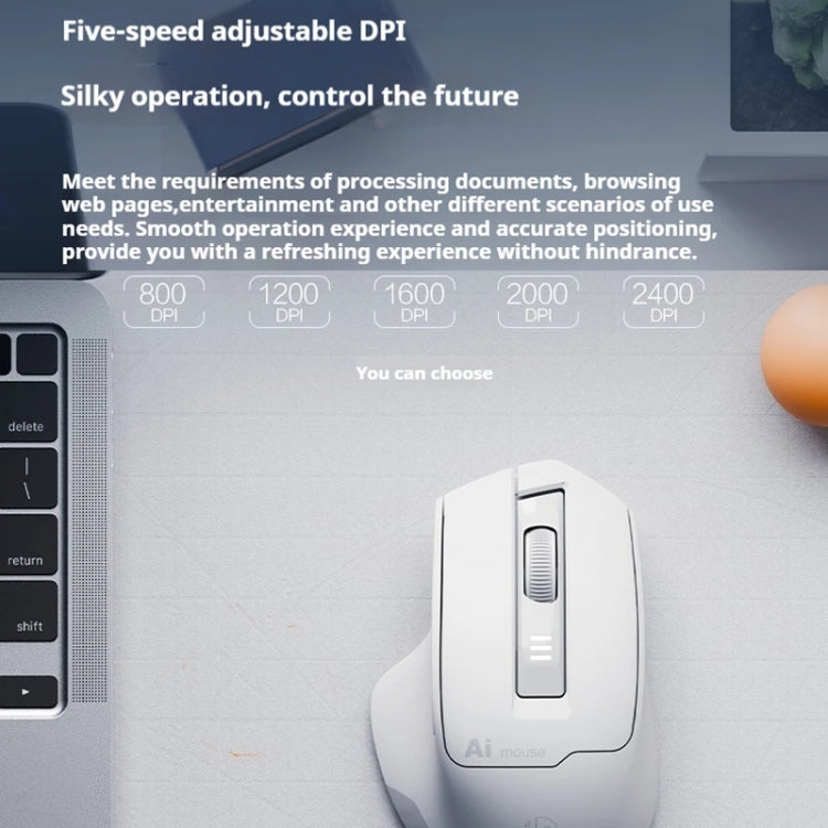 Inphic S6 Voice Mouse Wireless Bluetooth Dual-mode Charging Silent Smart Voice Controlled Typing AI Office Home Mouse - Gray