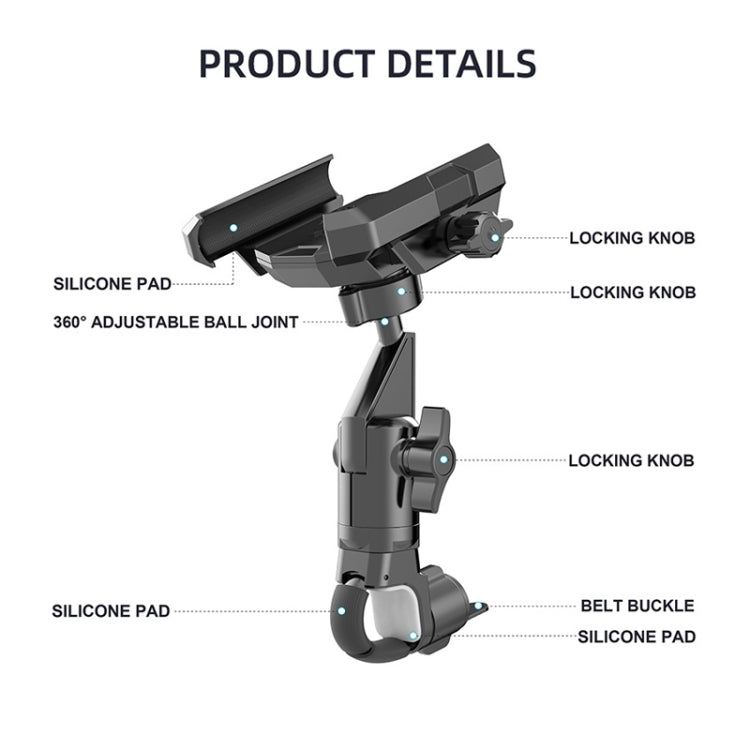 Bicycle Mountain Bike Riding Shockproof Navigation Cell Phone Holder - Black